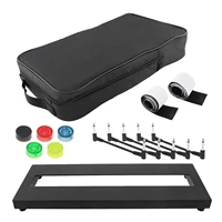 Pedalera de guitarra compacta pequeña de aleación de aluminio y bolsa de transporte combinada con Cables de 6 pulgadas, cintas adhesivas, tapas de interruptor de pie