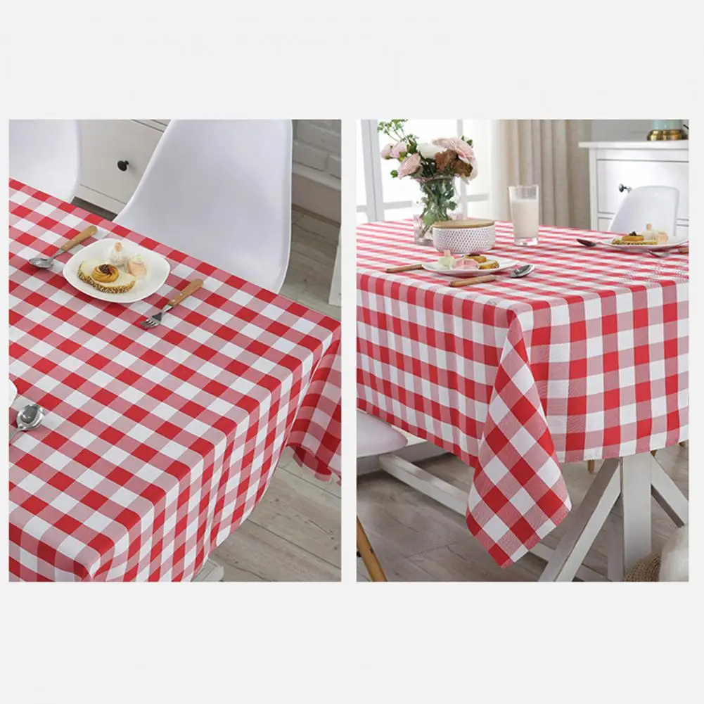 Dining Table Protector Waterproof Plaid Print Tablecloth for Banquets Parties Square Contrast Color Table Cover for Hotels