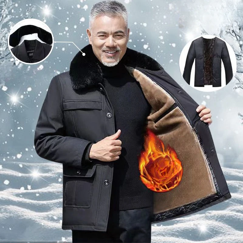 Winter Elderly Grandpa Windproof Cotton Clothes Men's New  Jackets Velvet Thickening for the Middle and  A243