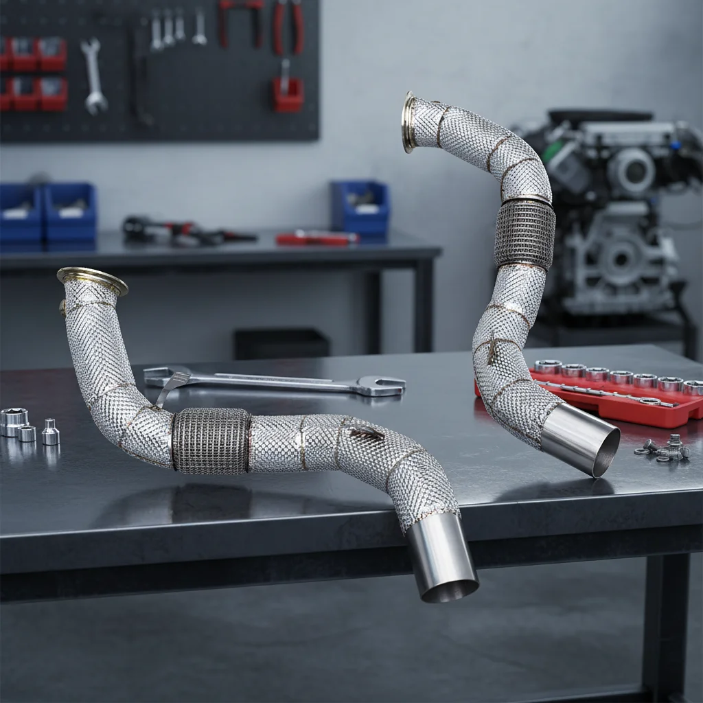 YD Free Flow Exhaust Pipe In Stock For BMW M550/M550i G30/N63 4.4TT 2019-2025 SUS304 Stainless Steel Exhaust Straight Downpipe