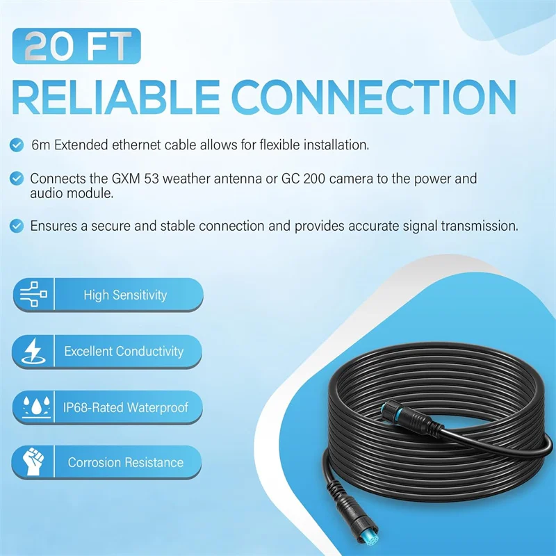 010-12528-01 Marine-Netzwerkkabel mit kleinem Stecker, ersetzt für Garmin BlueNet-Netzwerkkabel (20 Fuß, wasserdicht) – Detail 5