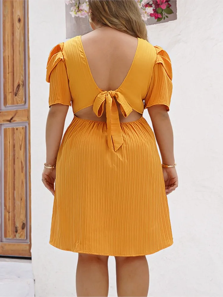 Vestido plisado de manga abullonada para mujer, vestido Midi de primavera y verano de talla grande, holgado, con volantes, estilo coreano, a la moda, para oficina