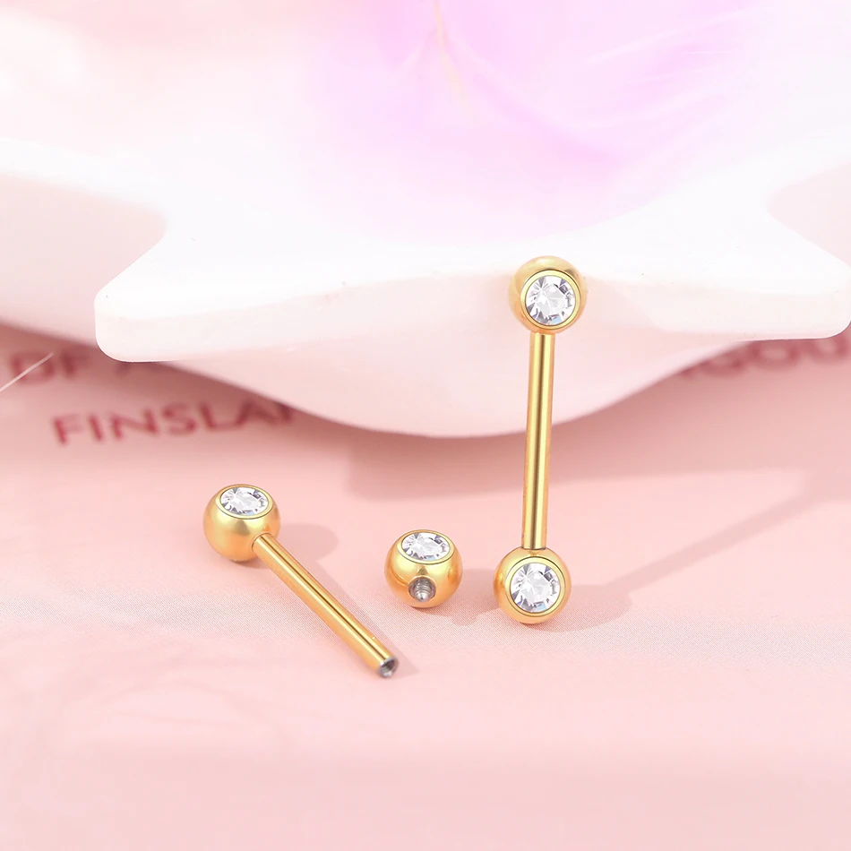 1/5PCS Titanium Internally Threaded Nipple Barbell Crystal Zircon Breast Ring for Women Sexy Nipple Mamilo Piercings Jewelry 14G