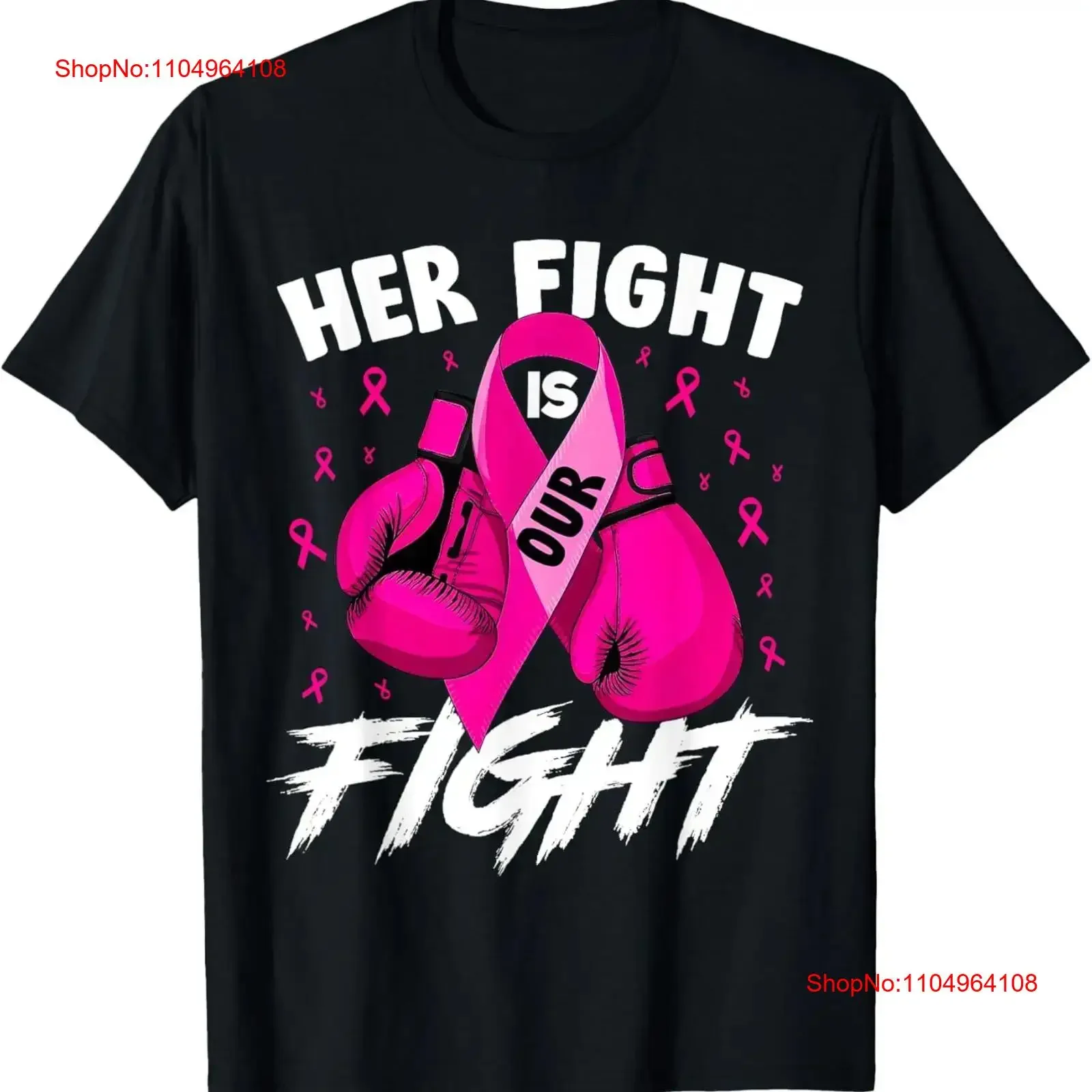

Breast Cancer Her Fight Is Our Awareness T Shirt vintage Washed fashion Soft streetwear Stylish Slightly Top For Everyday Wear