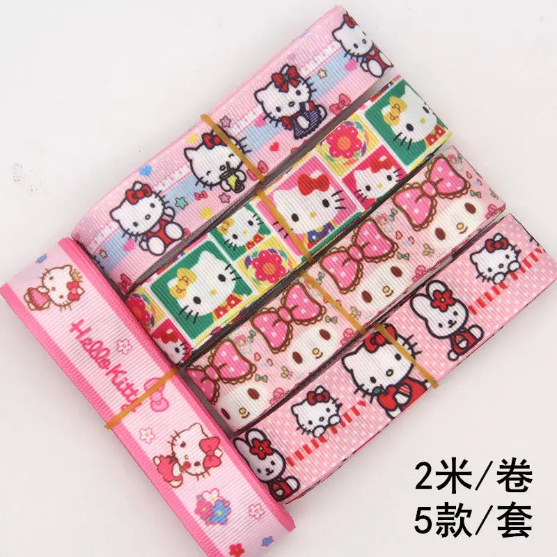 Sanrio Hello Kitty Cartoon Ribbon for Lolita Bow DIY Making Accessories Girl Gift Wrapping Ribbon Ribbon