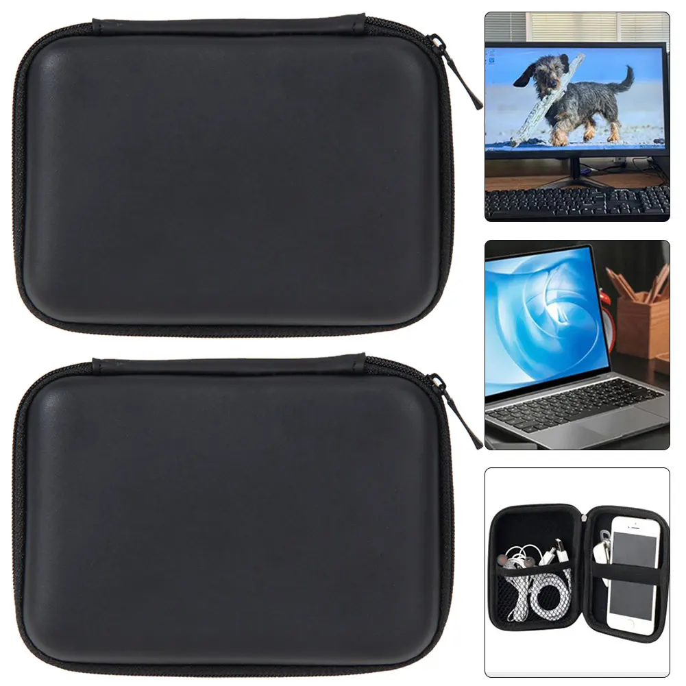 

2 шт. 2,5-дюймовый жесткий диск, сумка для гарнитуры, многофункциональная сумка для мобильного питания, чехол из ЭВА (черный)