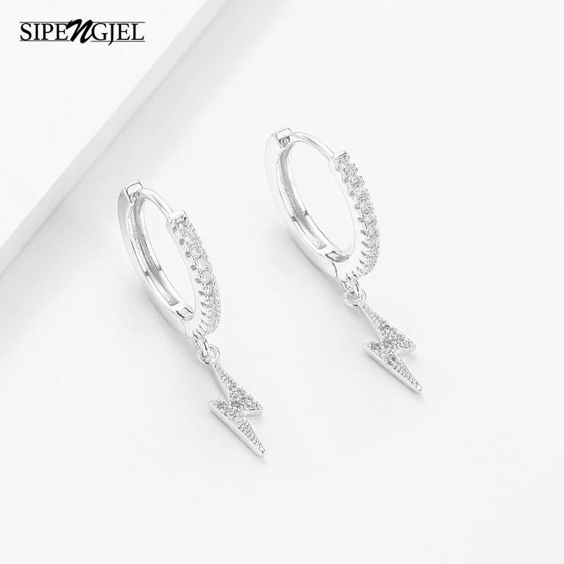 SIPENGJEL-Brincos de Zircão Cúbico para Mulheres, Brincos de Argola Circular Simples, Piercing Coreano, Acessórios Jóias, Moda