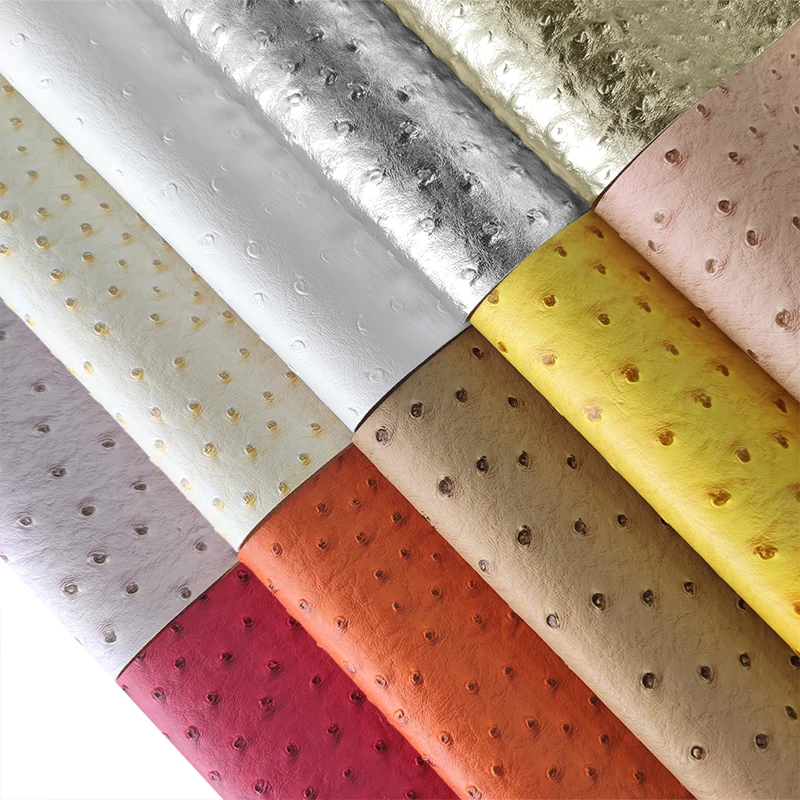 30*135CM Quality Solid Ostrich Embossed textured faux Leather sheets Roll for Making Bag Decoration Craft Textile 11.8