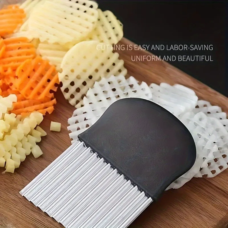 1PC Multi‑Purpose Stainless Steel Wave Potato Cutter, French Fry & Vegetable Slicer