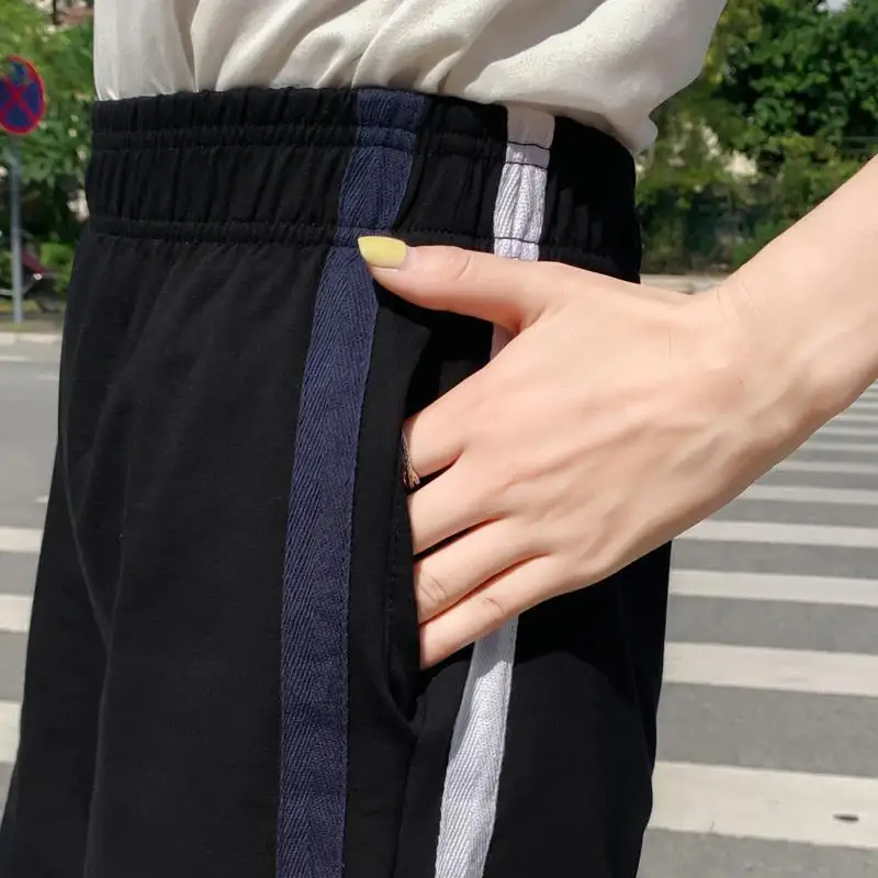 شورت غير رسمي موضة الصيف النسائية موضة السراويل واسعة الساق عالية الخصر التخسيس السراويل الرياضية الساخنة السراويل Y2K اليومية ايمو #4