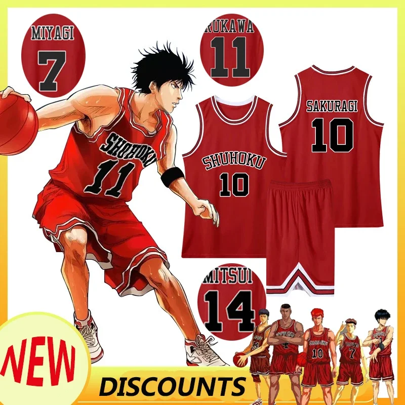 Anime Slam Dunk cosplay Shohoku Jersey Sakura AGI Hanamichi cosplay vest Kaede Rukawa cosplay basketball jersey slam dunk top