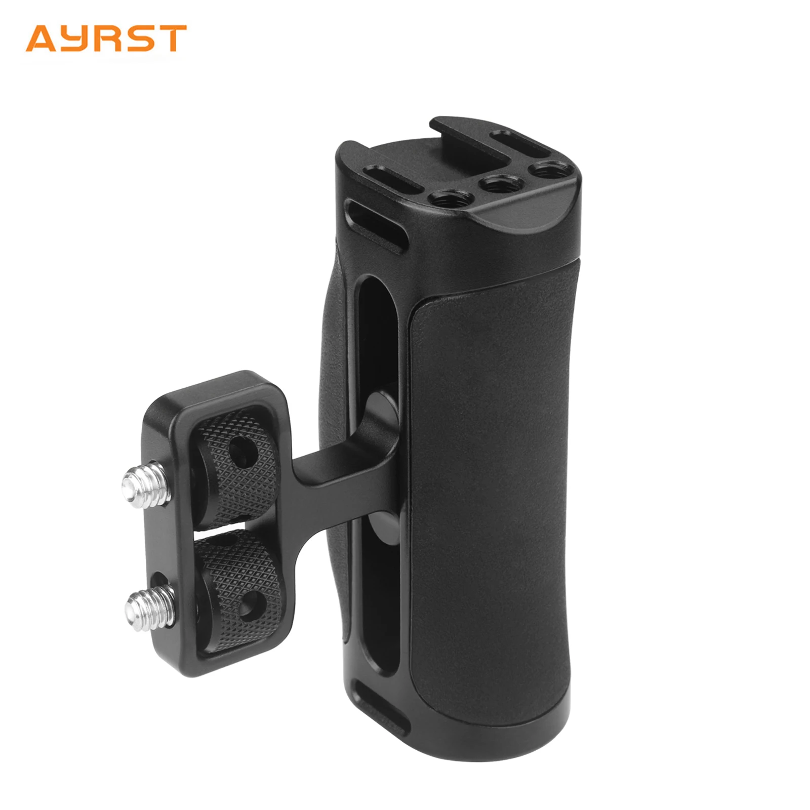 AYRST Mini Empuñadura Lateral Ajustable con Interfaz Cold Shoe y Montura de Tornillo de 1/4"-20 para Cámaras DSLR Sony Canon Nikon