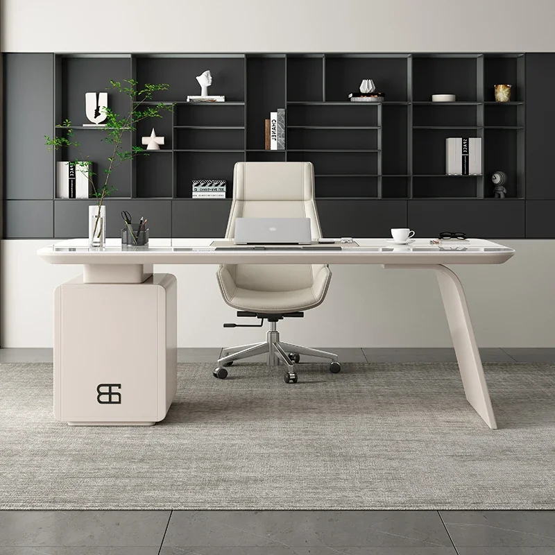 

Modern simple light luxury rock slab desk designer home study computer desk