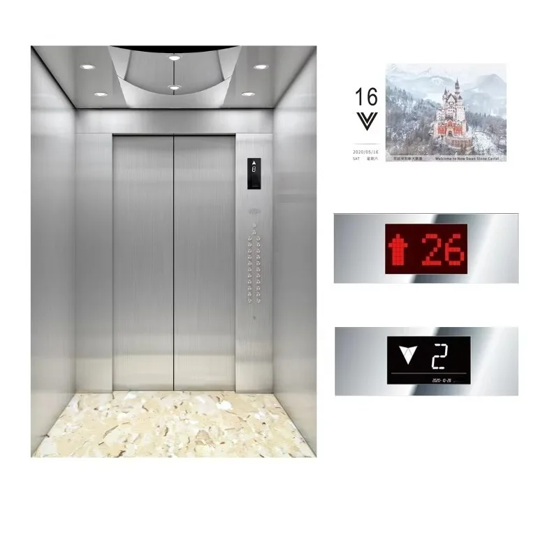 Hotel Passenger Elevator Mini Passenger Elevator 5th Floor 5 Stations 800kg Stainless Steel 12 Passenger