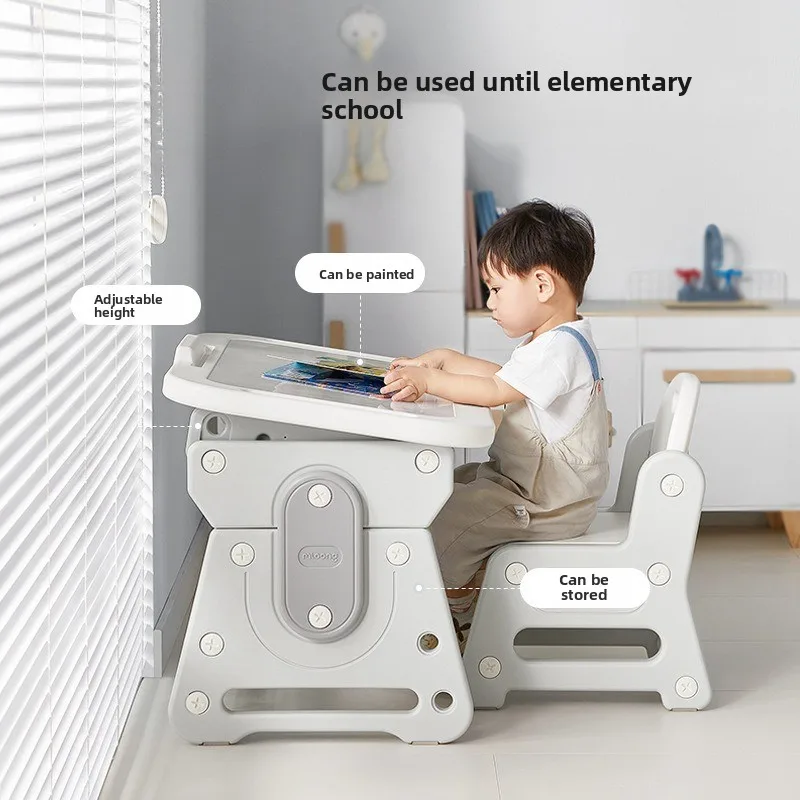 Adjustable Kids Study Desk and Chair Set  Children Table Chair Set HDPE Learning Table with Desk for Reading Drawing Writing