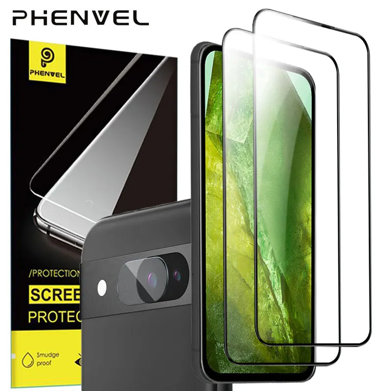 Phenvel Protective Glass For Google Pixel 8A Full Cover Screen Protector For Pixel 8a Tempered Glass Film