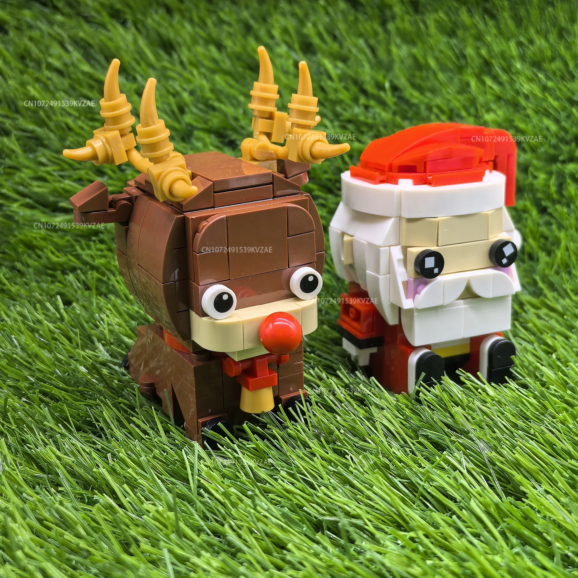 314PCS Christmas Elk Reindeer Brickheadz Building Blocks Two Deer Animal Fawn Set Model Creative Set Christmas Gift Toy