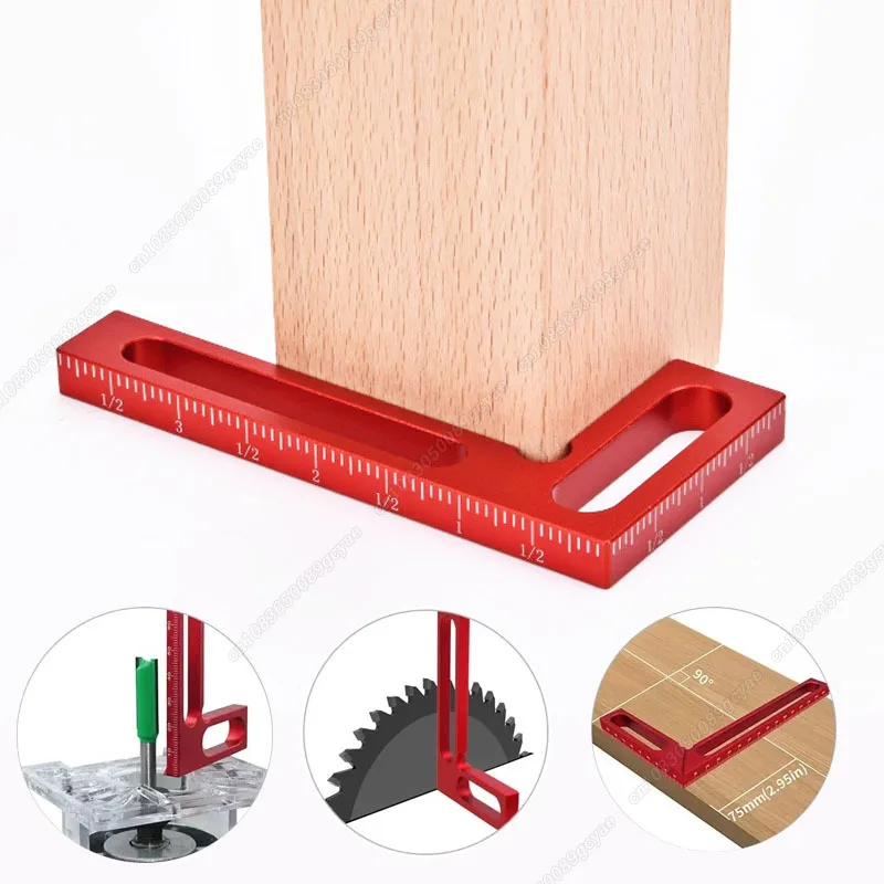 Woodworking Right Angle Ruler Aluminum Carpenter Square Measuring Height Ruler 90° Right Angle Calibrator for Wood Work Project