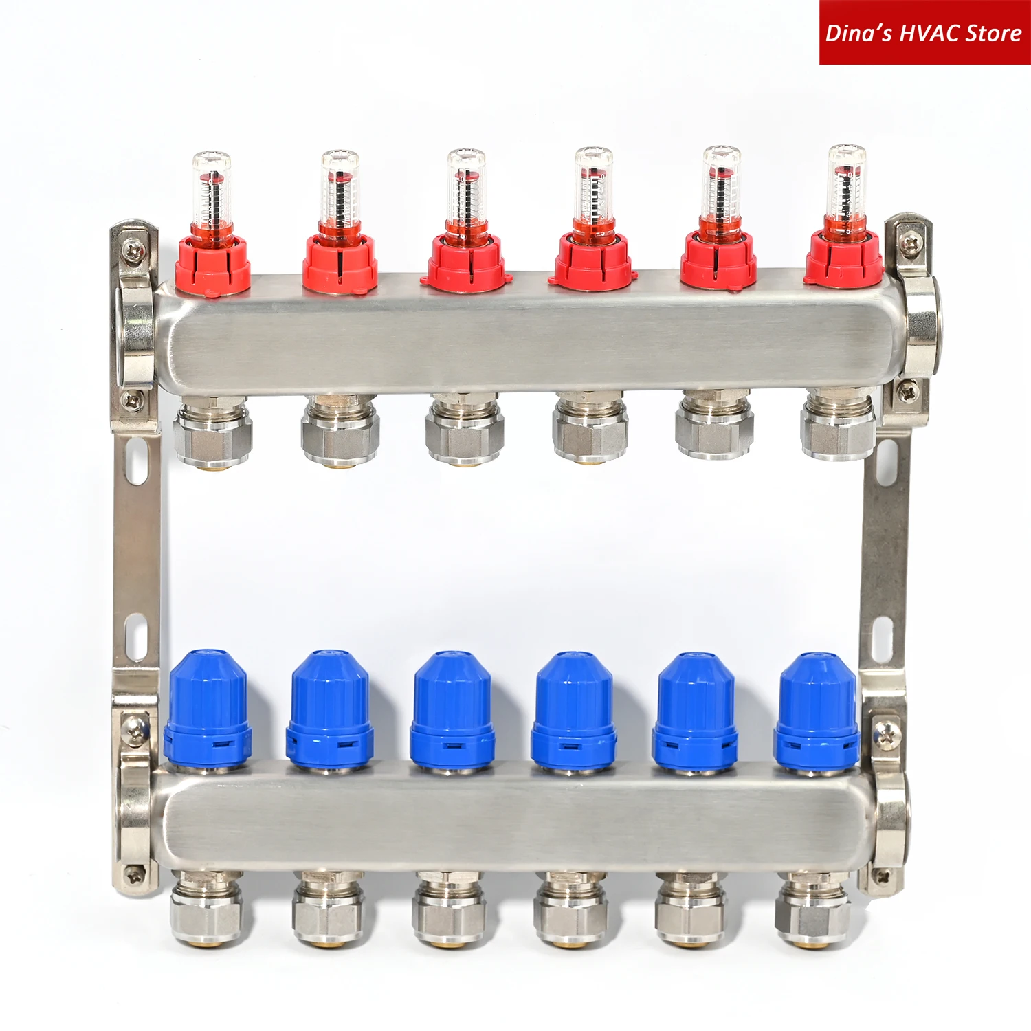 Stainless Steel Aisi304 Floor Heat Manifold Kit wt Flow Meter, Euroconus Fittings  G1\