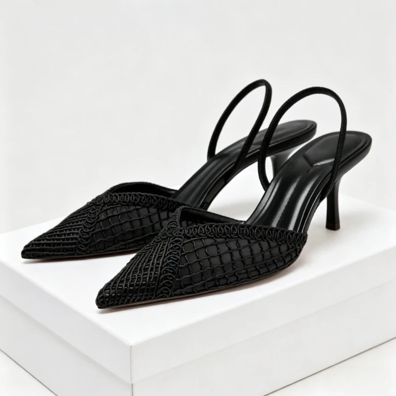 

Mesh Woven Designer High Heels Sandals Women Elegant Stiletto Heels Party Dress Shoes Summer 2026 Sexy Brand Designer Shoes