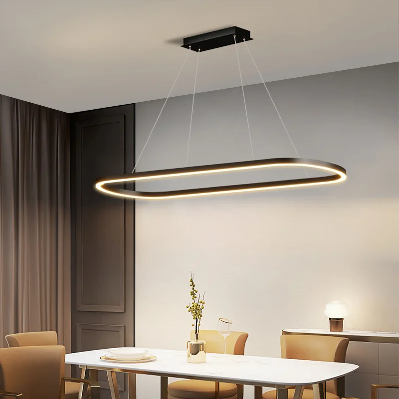 Nordic Light Luxury Restaurant Chandelier Modern Minimalist Strip Pendent Lights Office Front Desk Coffee Shop LED Hanging Lamps