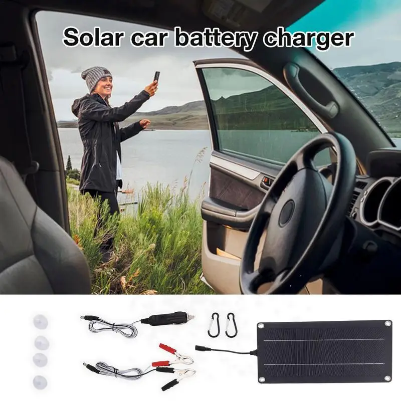 Solar Car Battery Charger 12V/24V Waterproof Solar Battery Maintainer Plug And Play Solar Panel Trickle Charging Kit Accessories