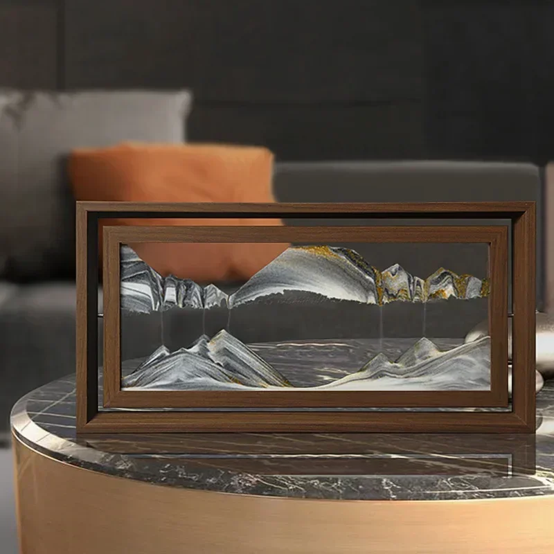 Sandscape Moving Sand Art Picture Quicksand Deep Sea 3D Hourglass Square Wooden Frame Flowing Sand Painting Home Decor Gifts