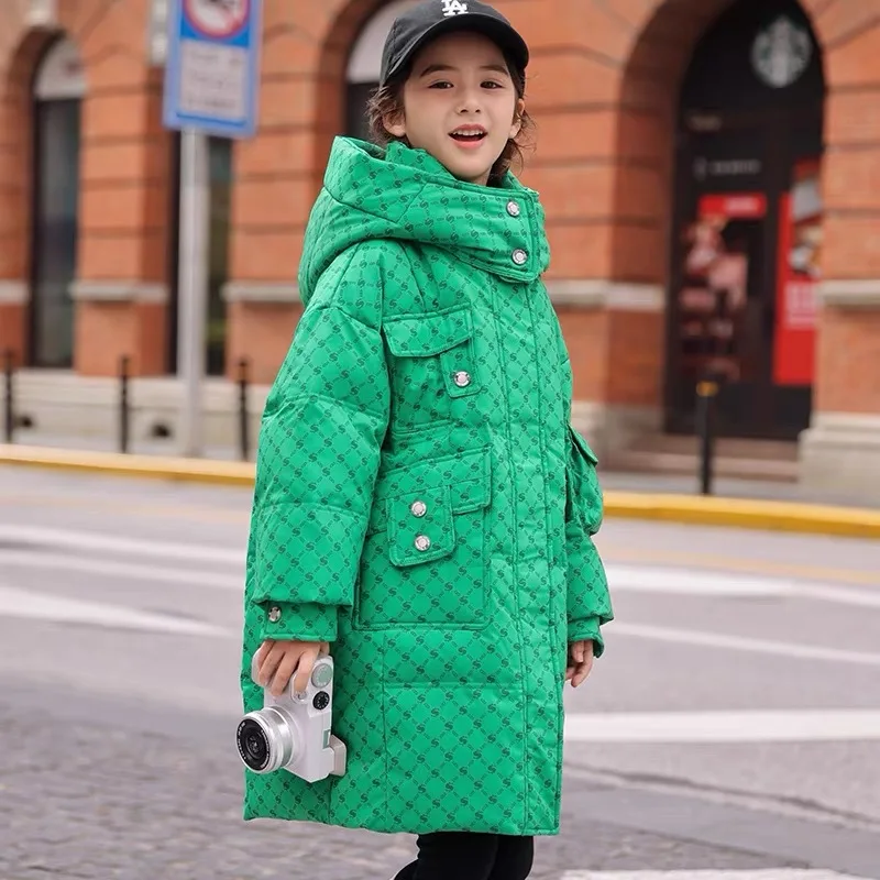 

OLEKID 2025 Winter Down Jacket For Girls Hooded Thick Warm Long Teenager Girl Jacket Coat 6-14 Years Kids Girl Parka Outerwear