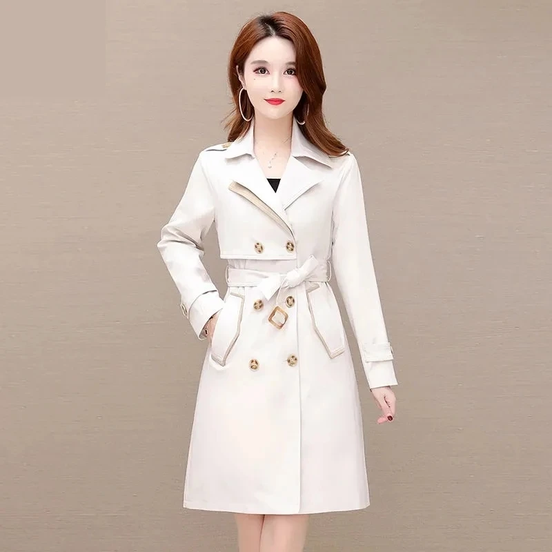 

Trench Coat Women 2022 Spring Autumn New Double Breasted Large Size Windbreaker Jacket Female Outwear Fashion Slim Clothes