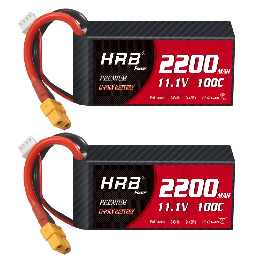 HRB 3S Lipo Battery 11.1V 2200mah 100C XT60 For Axial SCX10 Airplanes FPV Drone Racing Car Boat RC Parts