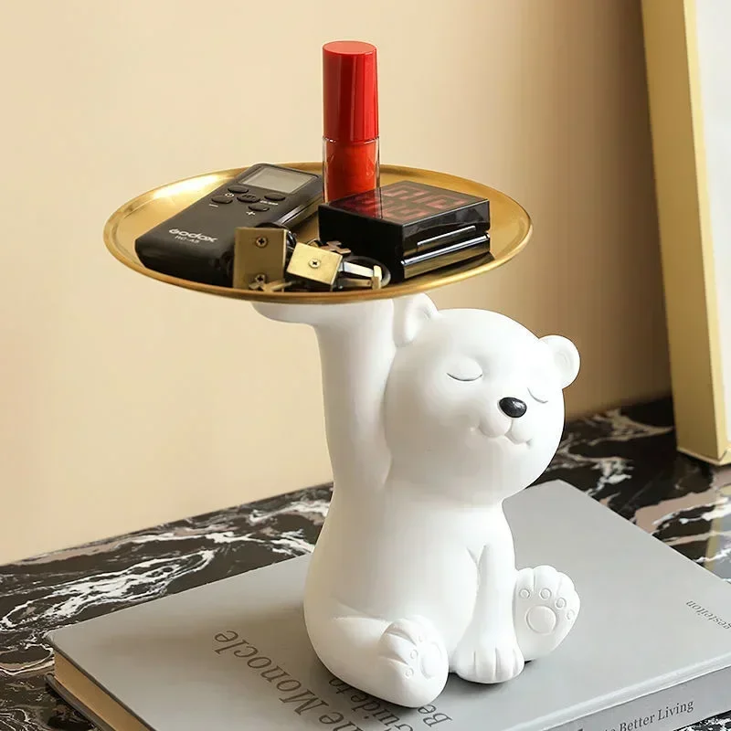 Bear Statue Home Decor Nordic Storage Animal Sculpture Creative Tray Living Room Table Decoration Storage Tray Decoration Crafts