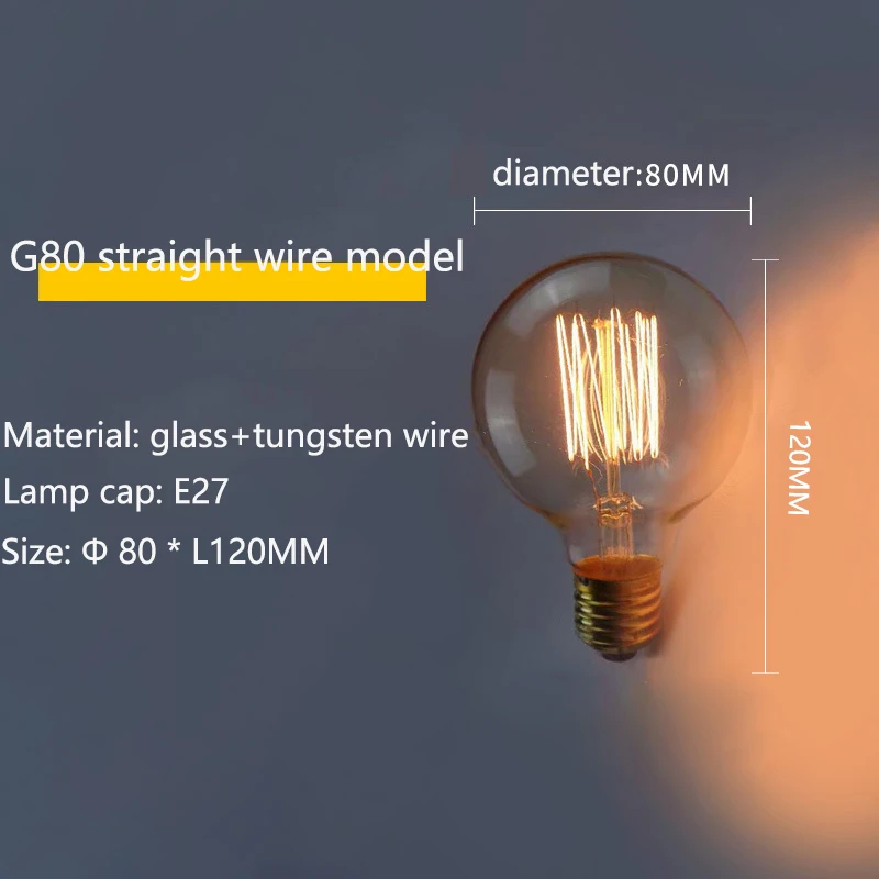 레트로 에디슨 전구, 빈티지 앰플, 백열 나선형 램프, E27, 220V, 40W, A60, ST64, G80 필라멘트