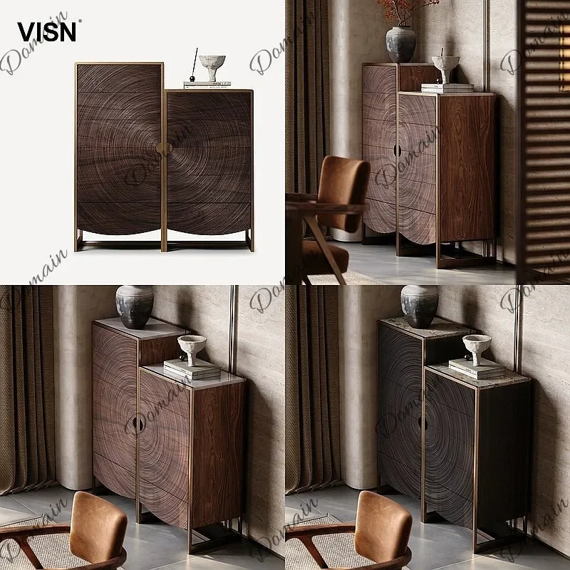 N80 Modern 5 Drawer Dresser Solid Wood Carved Storage Cabinet for Living Room Hallway Entryway Furniture