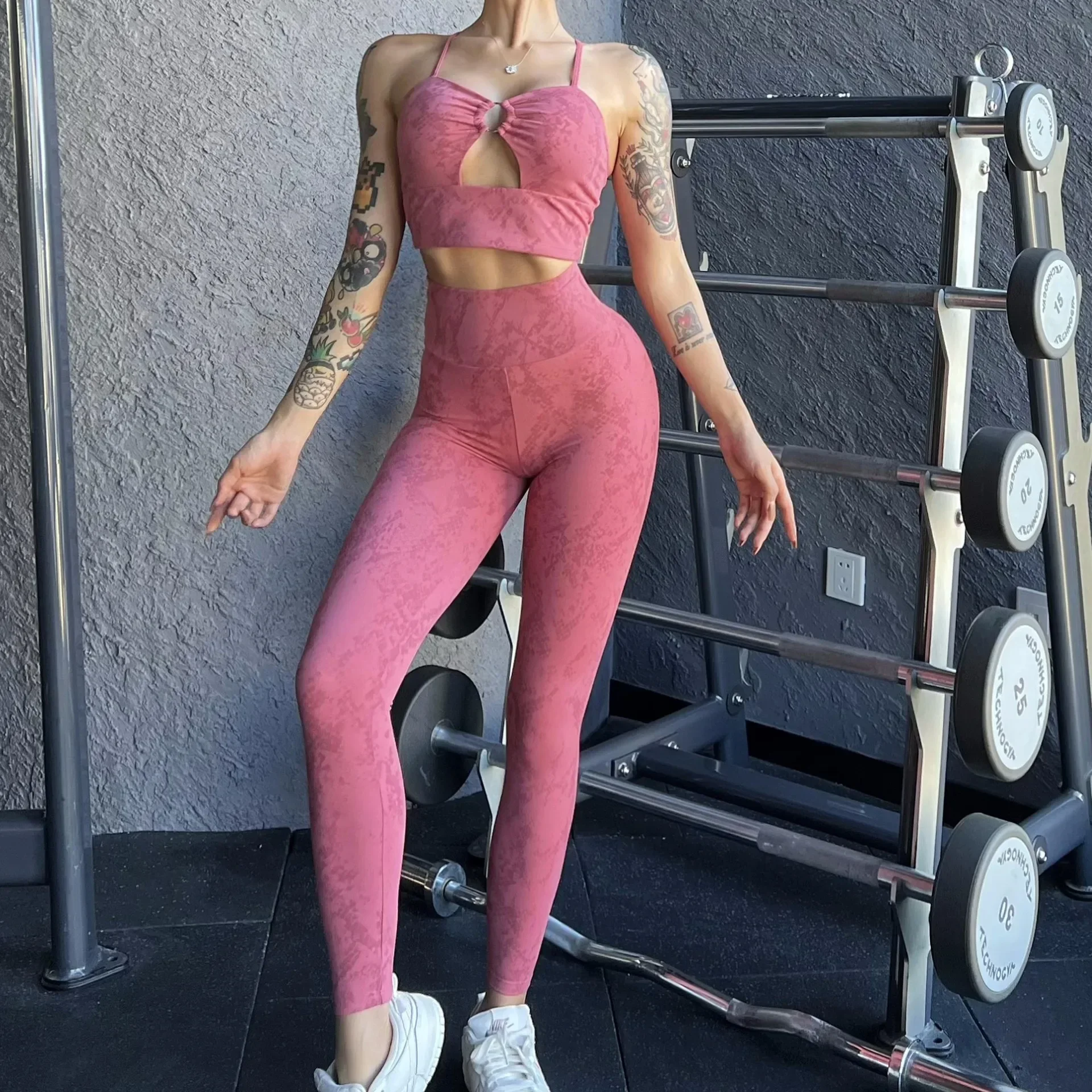 

Lightweight Snake Print Sports Bra Suspenders Underwear Women's Fitness Yoga High-waisted Leggi ngs Nude Without Embarrassment