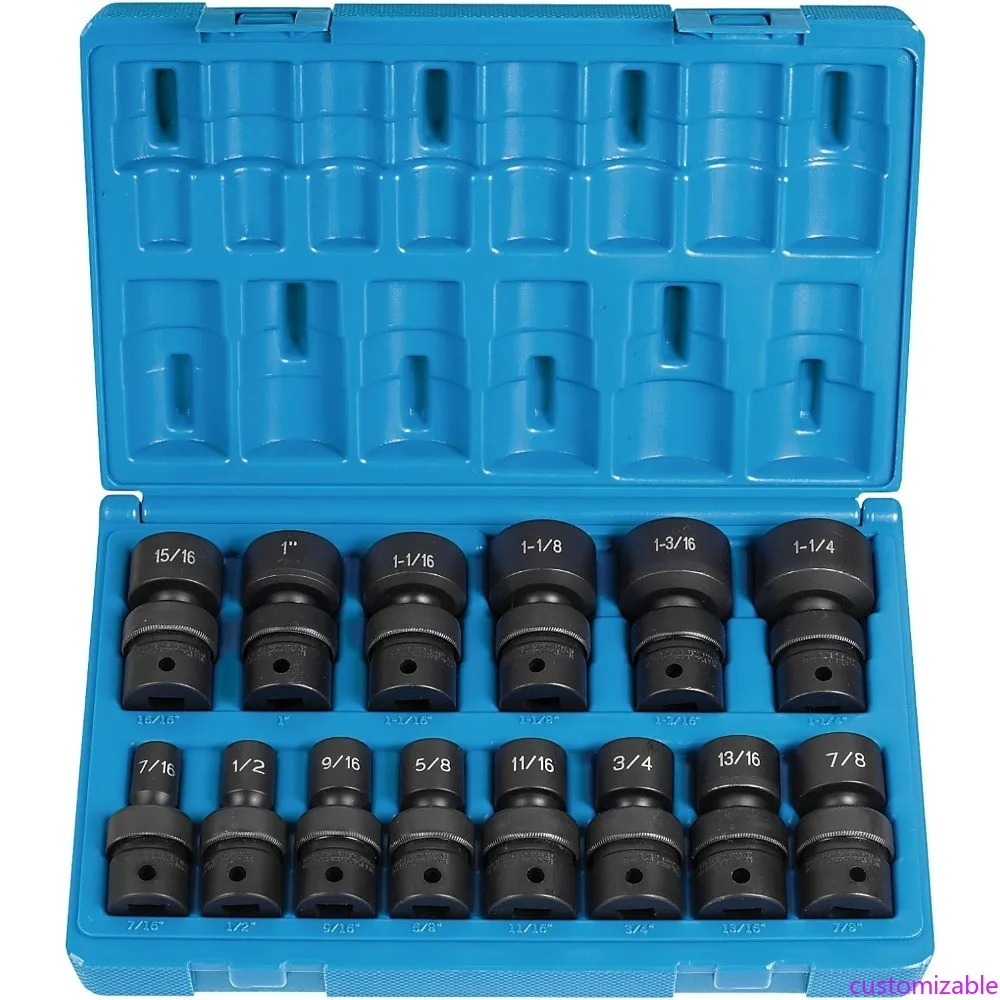 

Серый пневматический полудюймовый привод стандартной длины, 14 предметов, фракционный универсальный набор розеток