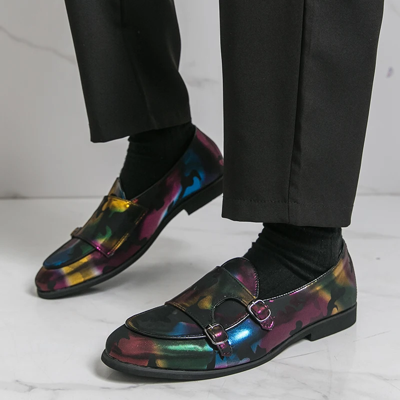 

Fashion Colorful Men's Monk Loafers Breathable Comfortable Business Casual Shoes Soft Non-Slip Slip-On Party Men Shoes