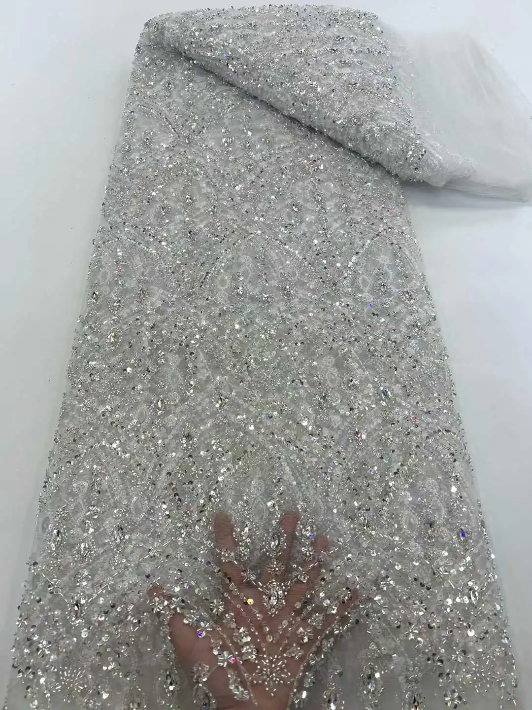 

Роскошная африканская кружевная ткань с большими камнями, 2026, высокое качество, 5 ярдов, нигерийский французский жених, тяжелый кружевной материал для свадебного платья