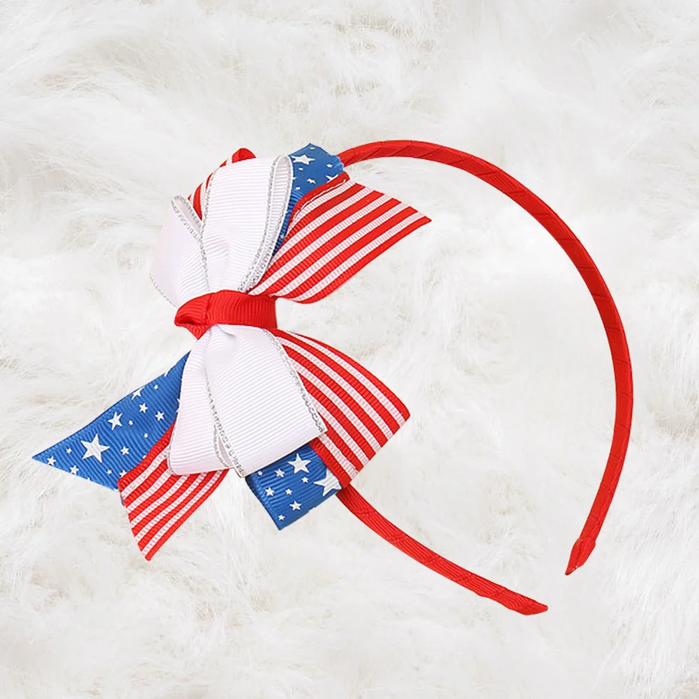 

Patriotic Hair Band Headband for Girls Striped Bowknot Hairdress Suitable for National Flag Day Independence Day Patriotic Hair
