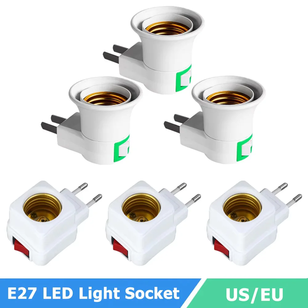

1Pcs Lamp Base Light Lamp Bulb Socket Base Holder E27 LED EU/US Plug Adapter ON/OFF Switch White Light Socket Light Adapter Plug