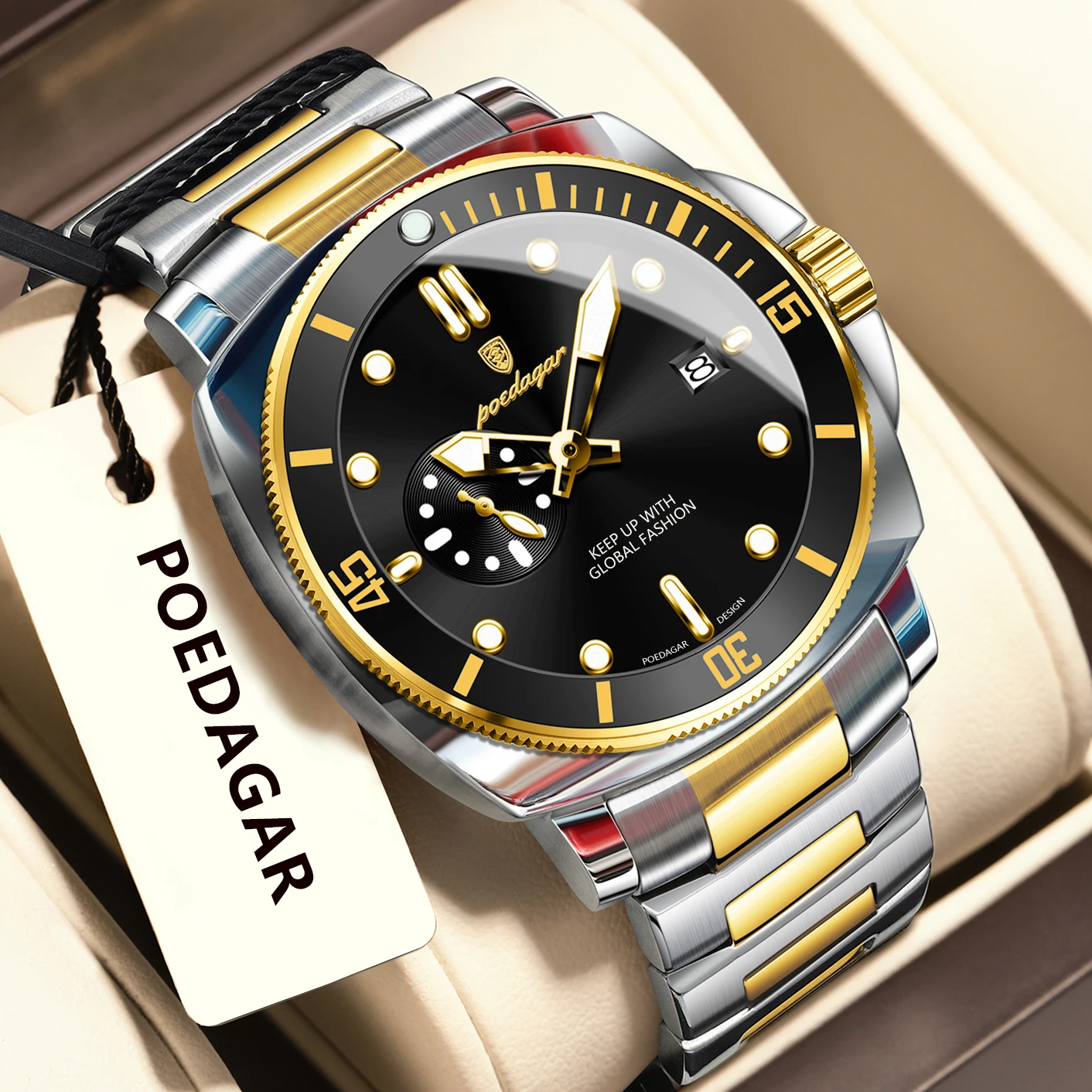 Men's Trendy Waterproof Quartz Watch with Luminous Features