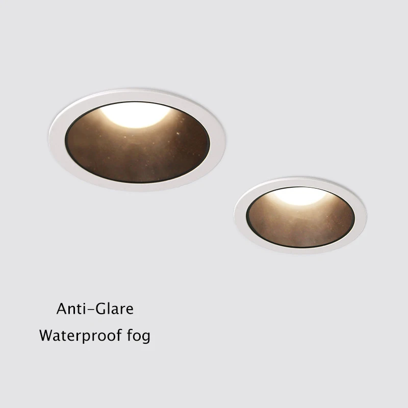Waterproof Downlight IP65  110V-220V Anti-Glare  Kitchen Bathroom Toilet Eaves Black White LED Ceiling Lamp Spot Light