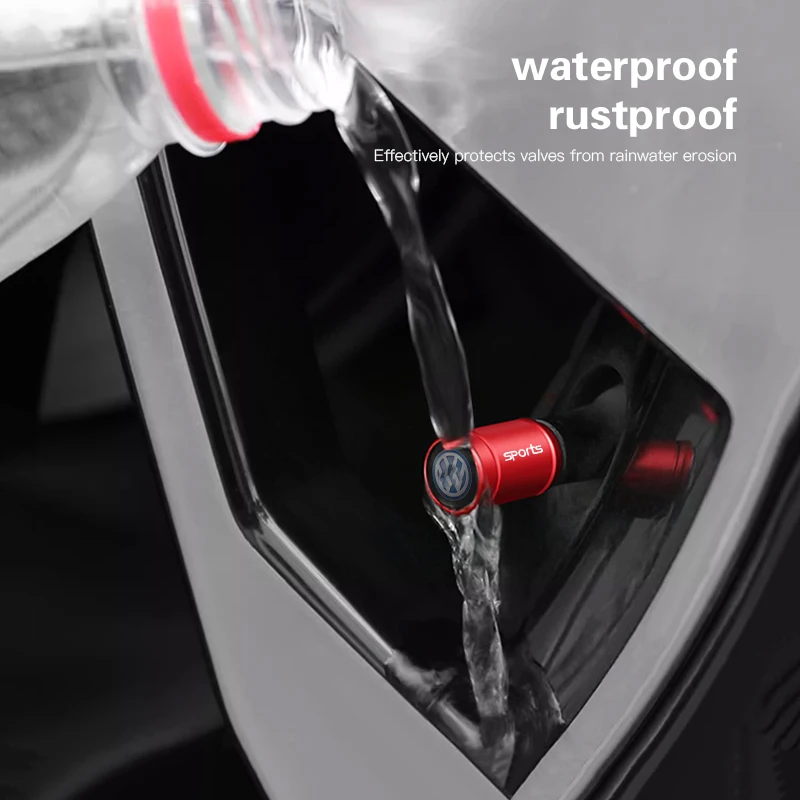 Auto-Schlüsselanhänger/4 Stück Auto-Styling Metall-Ventilkappen zur Staubschutz für VW GTI Polo Golf Passat B8 Tiguan Jetta ID.3 Arteon. – Detail 3