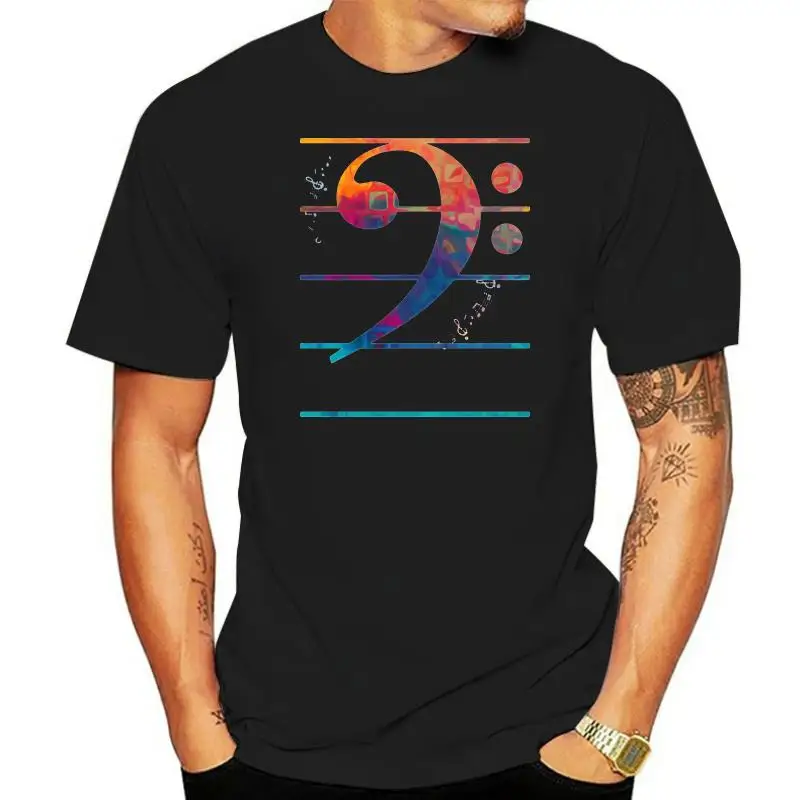 Art Staff Music Tshirts Bass Clef Color T Shirt Men's Famous Design Fashion Slim Fit T-Shirt 2022 Low Price Tops Tees Cotton