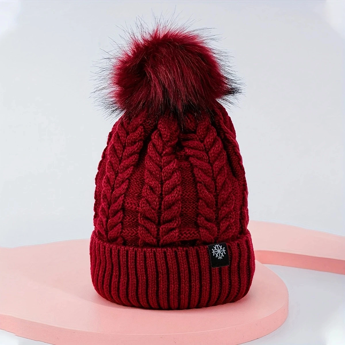 Autumn and winter new style personality warm ball snowflake small standard twist wool cap Y2K