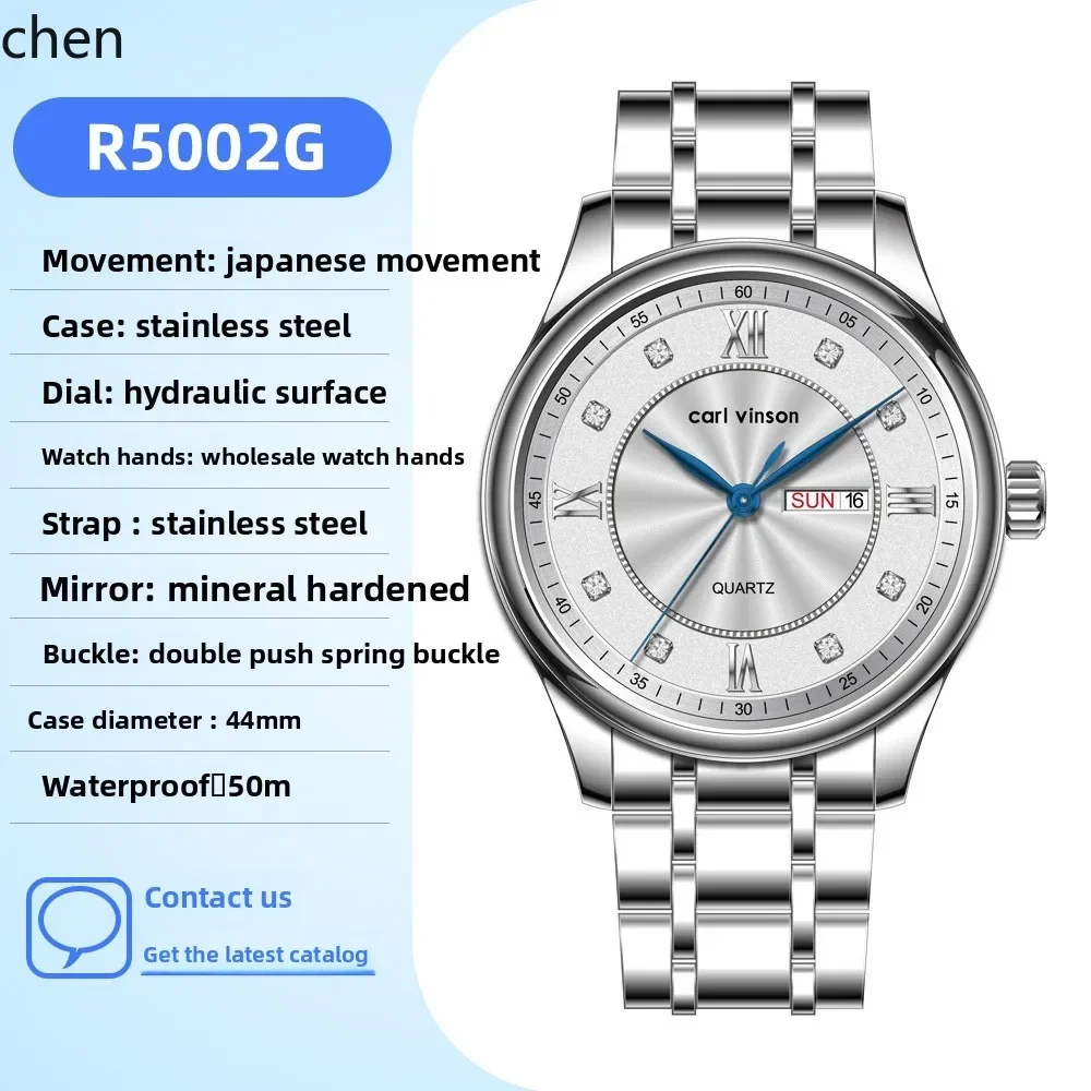 W5.9 Stainless Steel Minimalist Men's Watch Waterproof Luminous Calendar Dial Large Dial