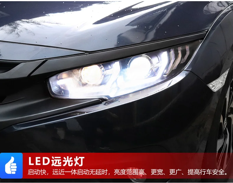 LED turning light For Honda for Civic 10 Gernation Headlights Assembly 2016 2017 Year Front Light