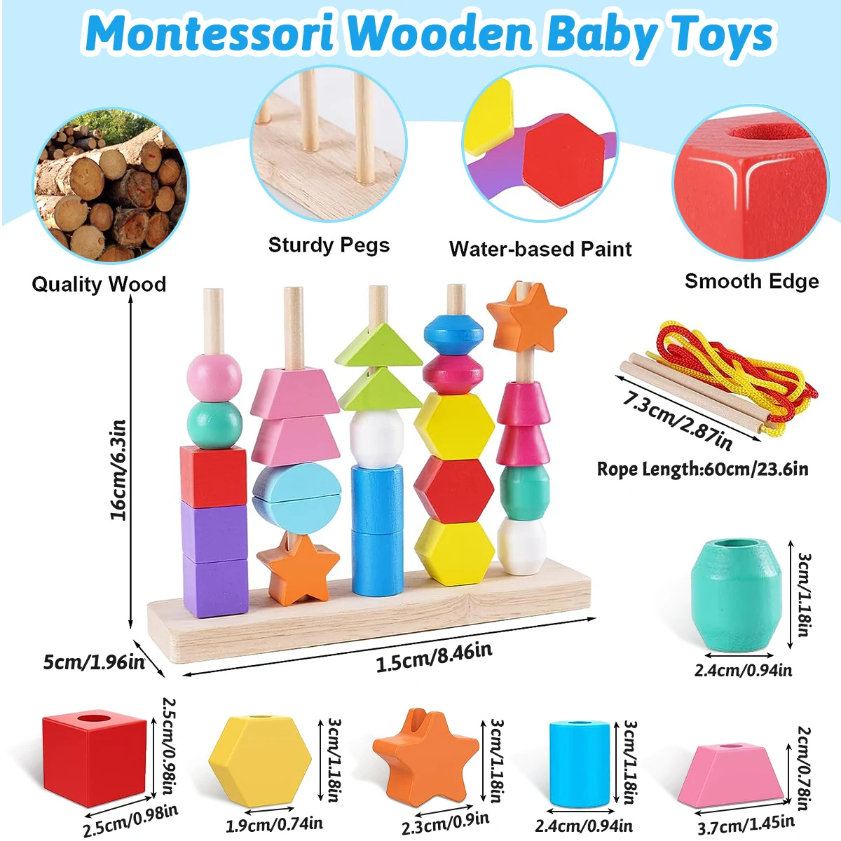 Puzzle de forme de couleur en bois Montessori, jouets éducatifs précoces, apprentissage de la couleur fondue, jeux d'empilage, cadeau pour les enfants