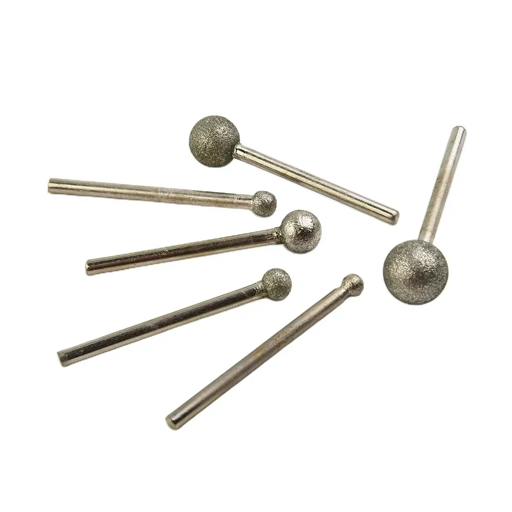 Useful Practical Diamond Round Ball Burr Drill Bit Grinding Needle Head Kit Set 4-12mm 4/5/6/8/10/12mm 6 Piece