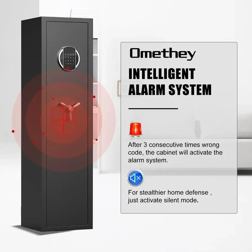 3-5 Rifle Safe with LCD Keypad, Silent Lock, Adjustable Shotgun Storage
