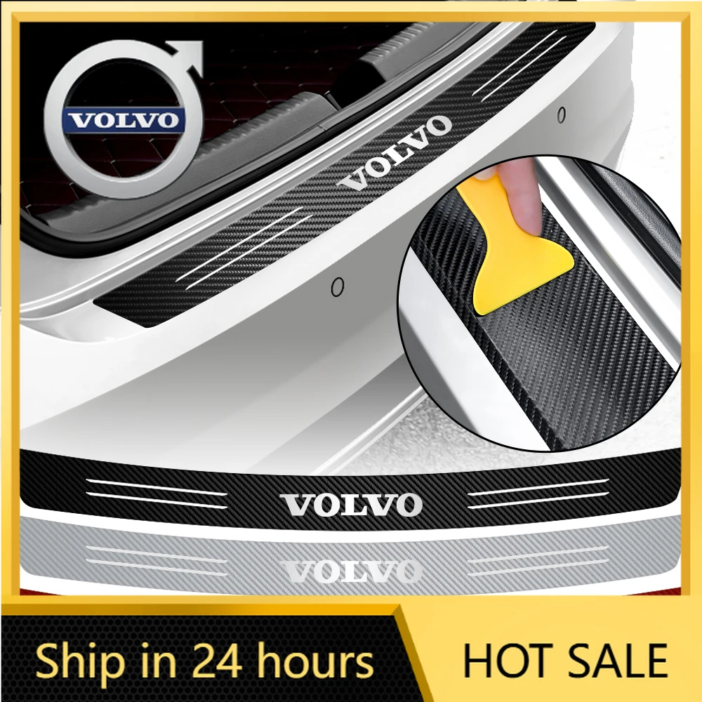 

2026 Новинка для эмблем Volvo, 4 шт., Стайлинг автомобиля, украшение на задний бампер, багажник, наклейка из углеродного волокна для Volvo S60 S40 S90 Polestar V90
